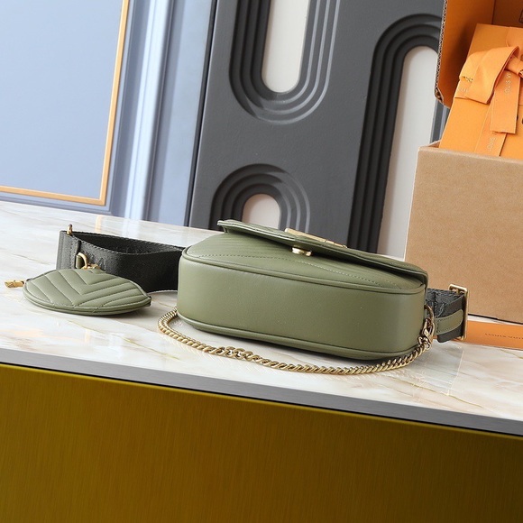 Stylish Olive Quilted Crossbody Bag with Chain - Picture 4 of 9